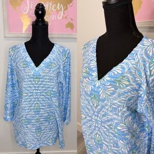 Whimsy Rose V-Neck Blue Women 's Top